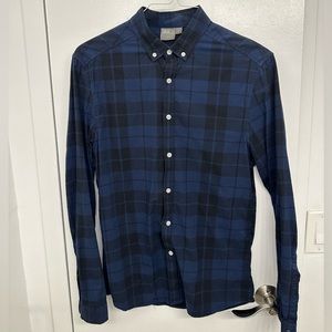 ASOS DESIGN skinny poplin check shirt in blue